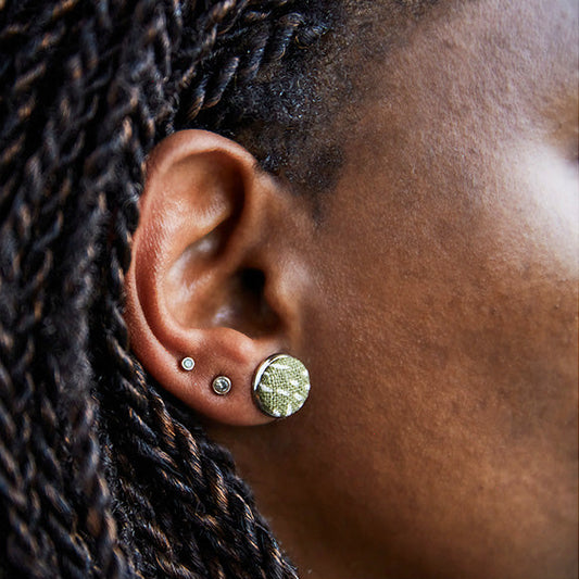 Close-up of an ear wearing a stud earring 