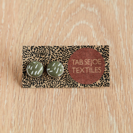 Textile stud earrings - Olive