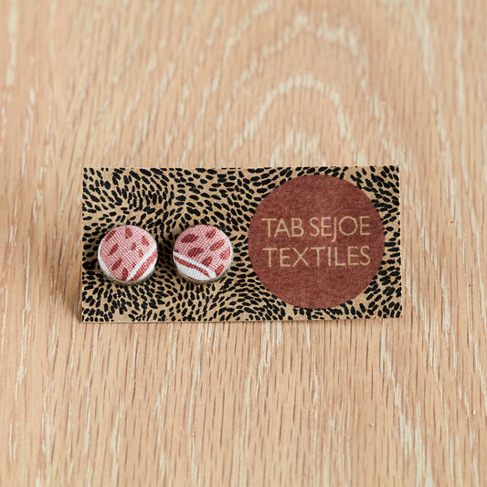 Textile stud earrings - Pink Clay