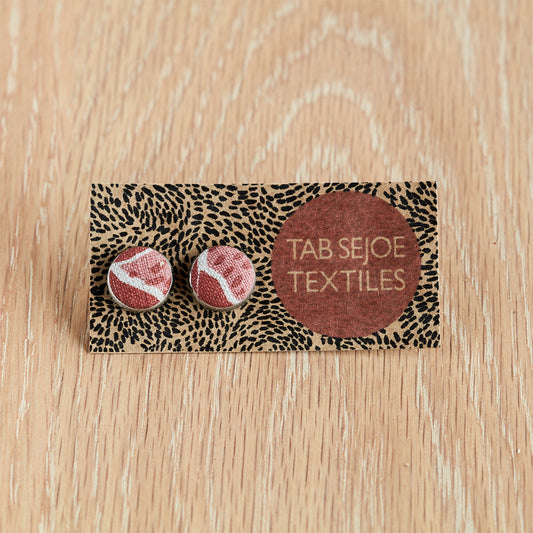 Textile stud earrings - Pink Clay