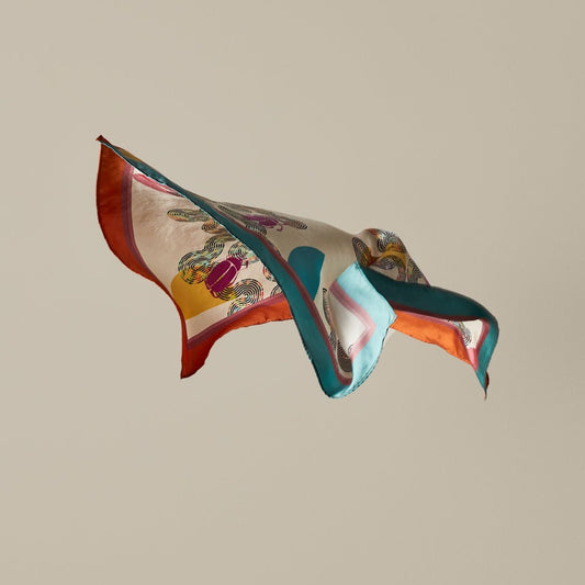 Disco Beetle Trails 100% Silk Scarf - Copper